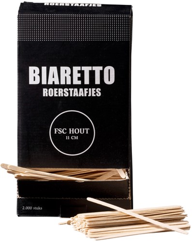 Roerstaafjes Biaretto hout 11cm 2000 stuks 2000 Stuk-2
