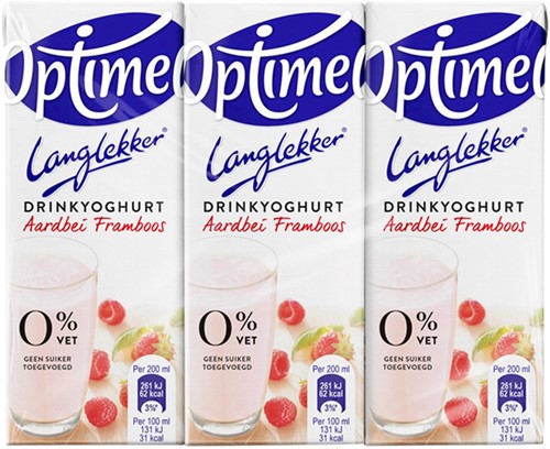 Drinkyoghurt Optimel LL aardbei framboos 20cl 6 Stuk
