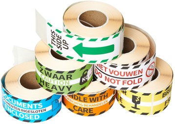 Etiket Rillprint handle with care oranje 250 Stuk-2