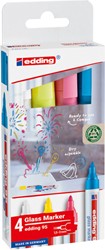 Viltstift edding 95 glasbord incl wit assorti 4 Stuk