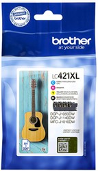 Inktcartridge Brother LC-421XL zwart + 3 kleuren 4 Stuk