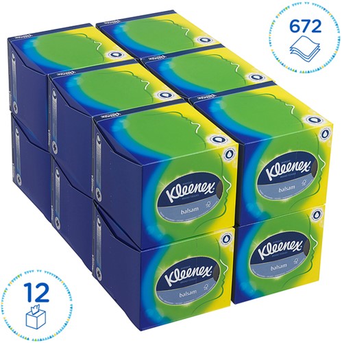 Facial tissues Kleenex kubus 3laags 56 vel wit 56 Vel-2