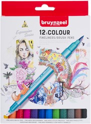 Duotip Bruynzeel Expression fineliner-brushpen 12x 6 Stuk