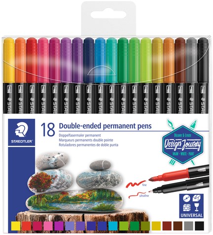 Viltstift Staedtler perm dubbele punt 18st ass 18 Stuk