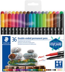 Viltstift Staedtler perm dubbele punt 36st ass 36 Stuk
