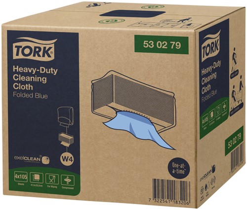 Reinigingsdoek Tork W4 gevouwen blauw 530279 4 pak-3