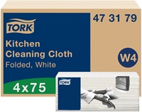 Reinigingsdoek Tork W4 gevouwen 1laags wit 4 pak