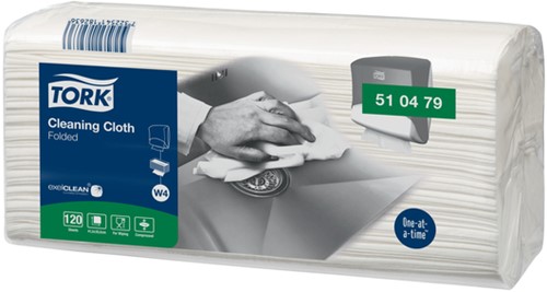 Reinigingsdoek Tork W4 Premium gevouwen 1laags wit 4 pak