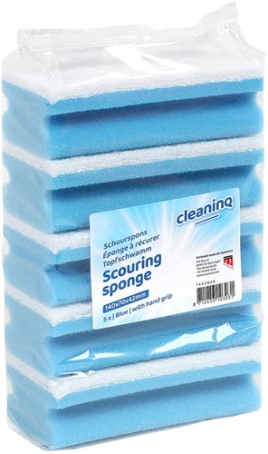 Schuurspons Cleaninq 140x70x42mm bl/wt 5st 5 Stuk
