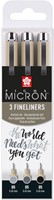 Fineliner Sakura Pigma Micron 05 set zw gr 3 maten 3 Stuk