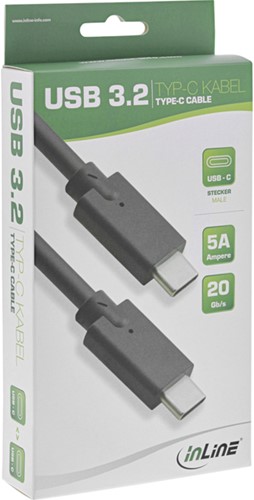 KABEL INLINE USB-C 3.2 GEN.2 M/M 2 M ZWART 1 Stuk-2