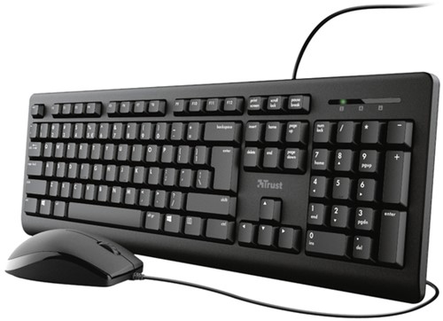 Toetsenbord Trust Primo + muis QWERTY zwart 1 Stuk