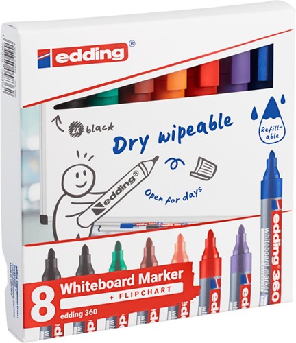 Whiteboardmarker edding 361 rond 1mm assorti 8 Set