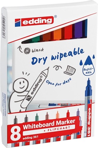 Whiteboardmarker edding 361 rond 1mm assorti 8 Set