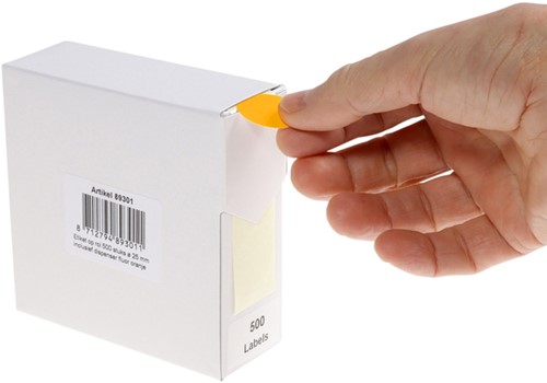 Etiket Rillprint 25mm op rol fluor oranje 500st 500 etiket-3
