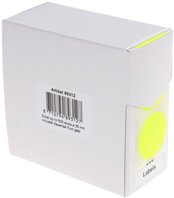 Etiket Rillprint 35mm op rol fluor geel 500st 500 etiket