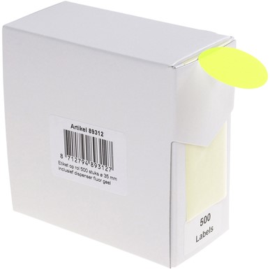 Etiket Rillprint 35mm 500st op rol fluor geel 500 etiket-2