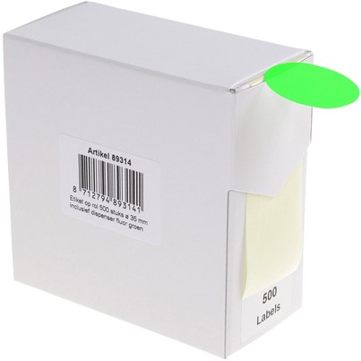 Etiket Rillprint 35mm op rol fluor groen 500st 500 etiket-2
