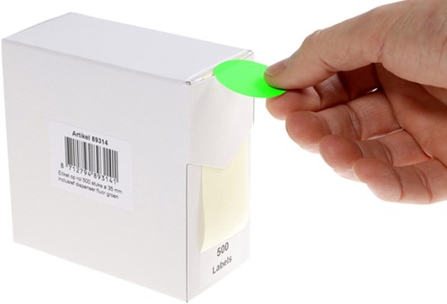 Etiket Rillprint 35mm op rol fluor groen 500st 500 etiket-3