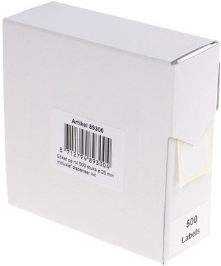 Etiket Rillprint 25mm op rol wit 500st 500 etiket