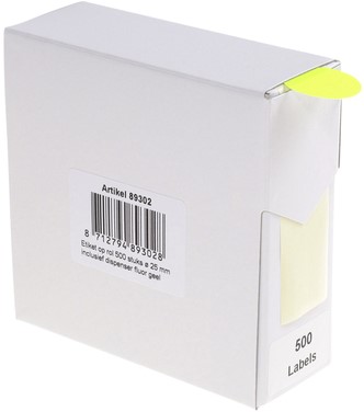 Etiket Rillprint 25mm op rol fluor geel 500st 500 etiket-2