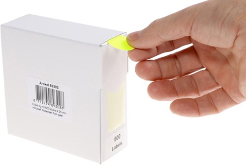 Etiket Rillprint 25mm op rol fluor geel 500st 500 etiket-3