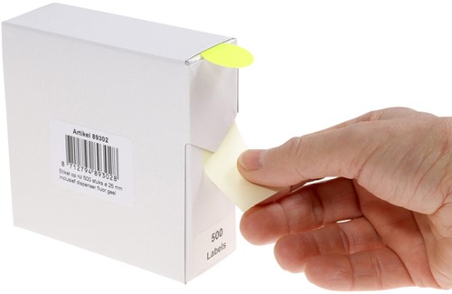 Etiket Rillprint 25mm op rol fluor geel 500st 500 etiket-1