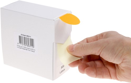 Etiket Rillprint 35mm op rol fluor oranje 500st 500 etiket-1