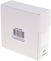 Etiket Rillprint 25mm op rol transparant 500st 500 etiket