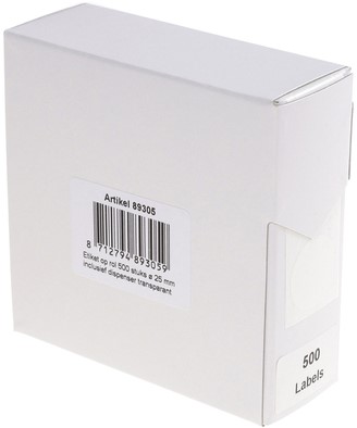 Etiket Rillprint 25mm op rol transparant 500st 500 etiket