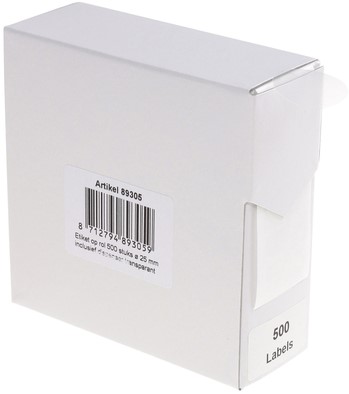 Etiket Rillprint 25mm op rol transparant 500st 500 etiket-2