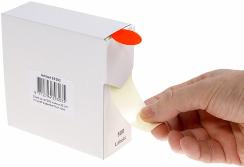 Etiket Rillprint 25mm op rol fluor rood 500st 500 etiket-4