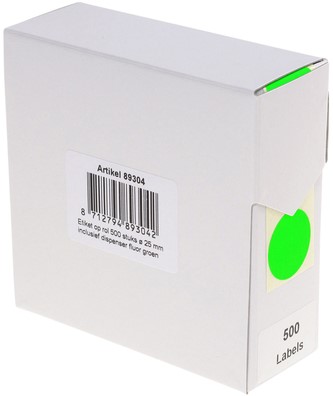 Etiket Rillprint 25mm 500st op rol fluor groen 500 etiket