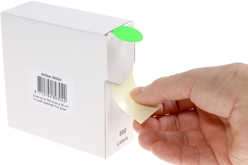 Etiket Rillprint 25mm op rol fluor groen 500st 500 etiket-1