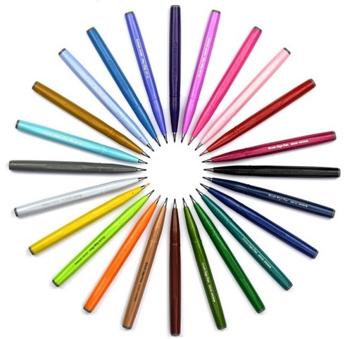 Brushpen Pentel Sign SES15C Rainbow assorti 24 Stuk-2