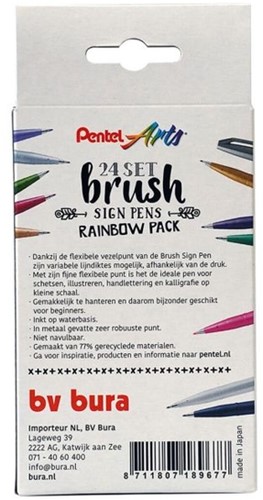 Brushpen Pentel Sign SES15C Rainbow assorti 24 Stuk-3