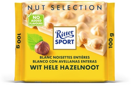 Ritter Sport Wit Hele Hazelnoot tablet 100gr 100 Gram