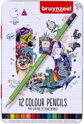 Kleurpotlood Bruynzeel blik 12st assorti 12 Stuk
