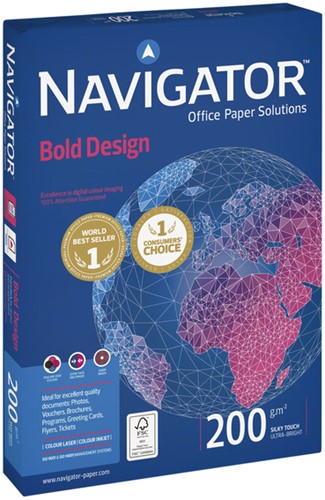 Kopieerpapier Navigator Bold Design A4 200gr wit 150 Vel
