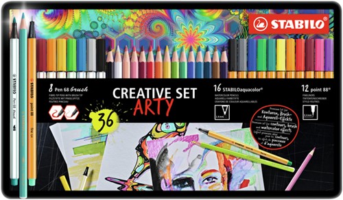 Creative set STABILO 87/3193 Arty metalen etui ass 36 Stuk