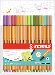 Fineliner STABILO point 88/18 F ass 18st 18 Stuk