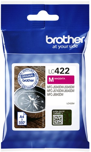 Inktcartridge Brother LC-422M rood 1 Stuk