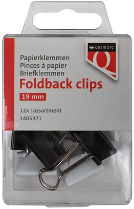Foldback clips Quantore 19mm assorti 12 stuks 12 Stuk
