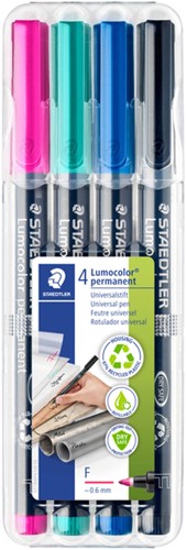Viltstift Staedtler OHP Lumo F 318 perm 4 st ass 4 Stuk
