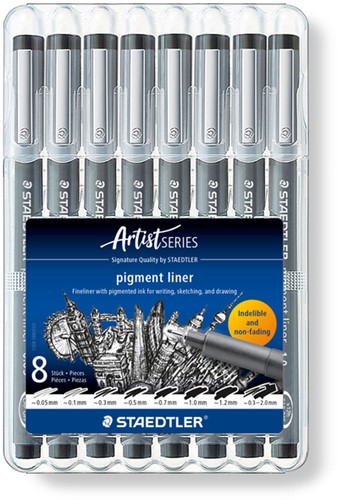 Fineliner Staedtler pigment 308 8 st ass 8 Stuk