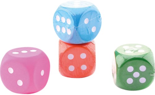 Dobbelsteen 7.5cm 4 assorti 1 Doos