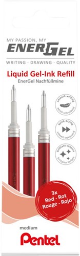 Gelschrijvervulling Pentel LR7 Energel M 3st rood 3 Stuk