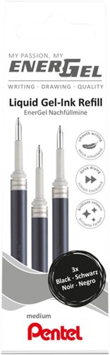 Gelschrijvervulling Pentel LR7 Energel M 3st zwart 3 Stuk