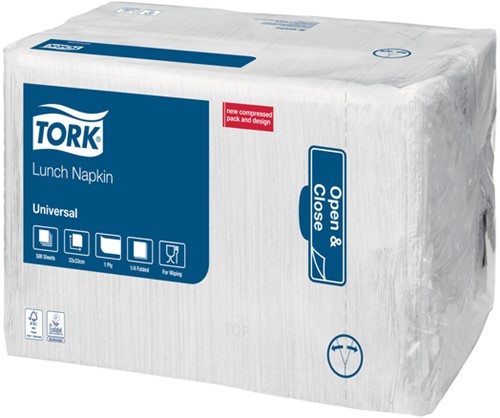 Lunchservet Tork Universal vierdevouw wit 500 Stuk