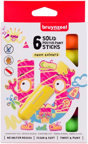 Plakkaatverf sticks Bruynzeel Neon 6 kleuren 6 Stuk